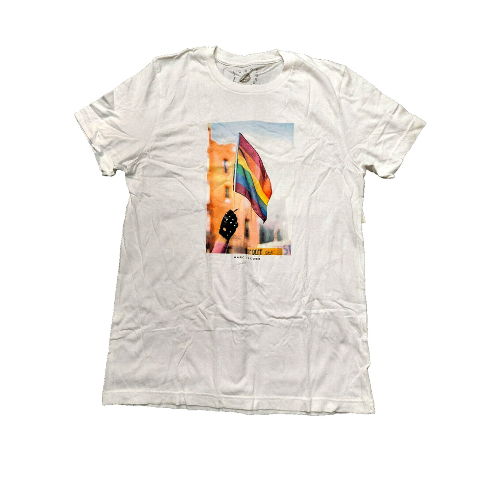 NWT Marc by Marc Jacobs White 100% Cotton Graphic Print Pride Tee Shirt Medium